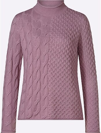 Pull à col montant mélange de motifs tendance - taille standard - moda vilona