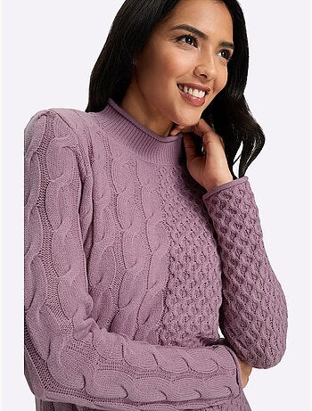 Pull à col montant mélange de motifs tendance - taille standard - moda vilona