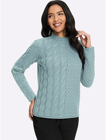 Pull à col montant mélange de motifs tendance - taille standard - moda vilona