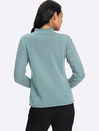Pull à col montant mélange de motifs tendance - taille standard - moda vilona