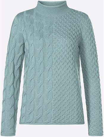 Pull à col montant mélange de motifs tendance - taille standard - moda vilona