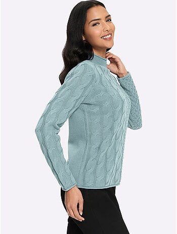 Pull à col montant mélange de motifs tendance - taille standard - moda vilona