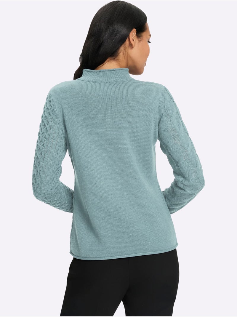 Pull à col montant mélange de motifs tendance - taille standard - moda vilona Menthe - Kiabi