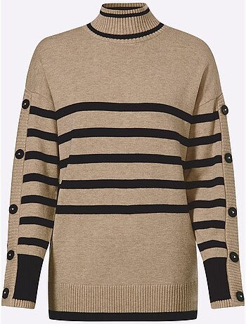 Pull à col montant motif à rayures mode - taille standard - helline