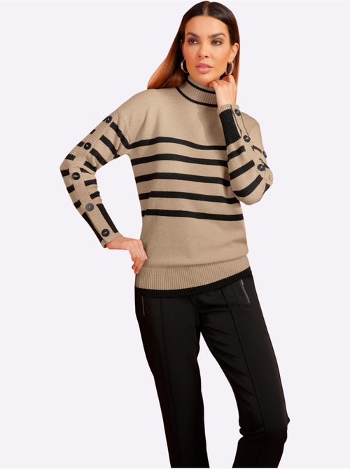 Pull à col montant motif à rayures mode - taille standard - helline - Kiabi