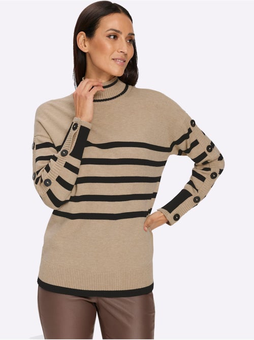 Pull à col montant motif à rayures mode - taille standard - helline - Kiabi