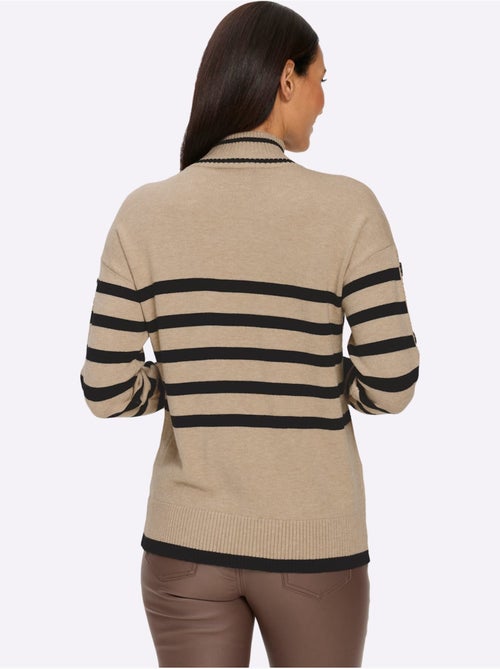 Pull à col montant motif à rayures mode - taille standard - helline - Kiabi