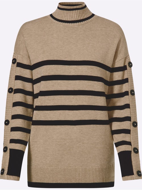 Pull à col montant motif à rayures mode - taille standard - helline - Kiabi