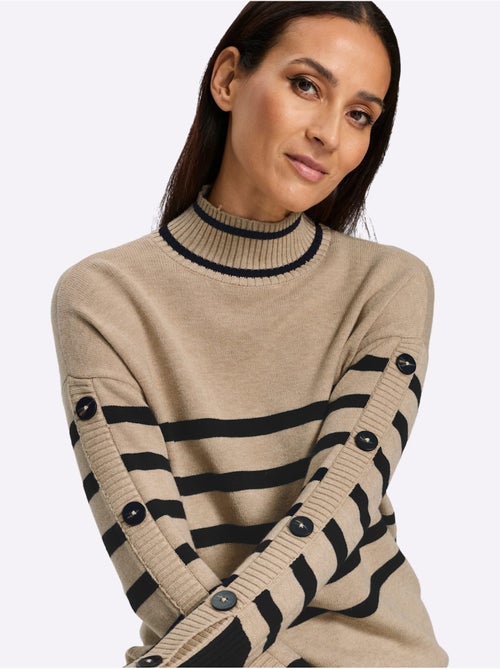 Pull à col montant motif à rayures mode - taille standard - helline - Kiabi
