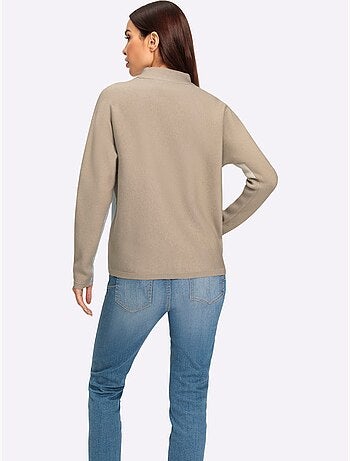 Pull à Col Montant Motif Color Block Tendance - Taille Standard - Helline