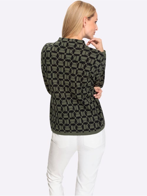 Pull à col montant motif graphique - taille standard - helline - Kiabi Pull à col montant motif graphique - taille standard - helline - Kiabi