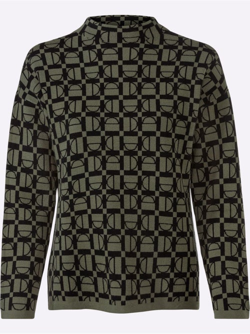 Pull à col montant motif graphique - taille standard - helline - Kiabi Pull à col montant motif graphique - taille standard - helline - Kiabi