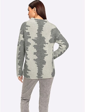 Pull à col montant motif jacquard tendance - taille standard - helline