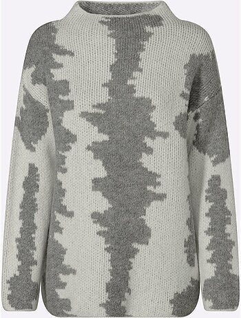 Pull à col montant motif jacquard tendance - taille standard - helline