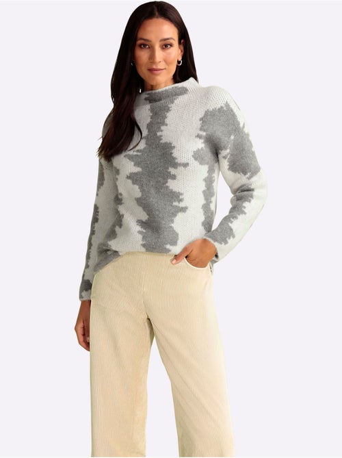 Pull à col montant motif jacquard tendance - taille standard - helline - Kiabi