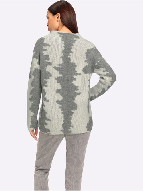 Pull à col montant motif jacquard tendance - taille standard - helline - Kiabi