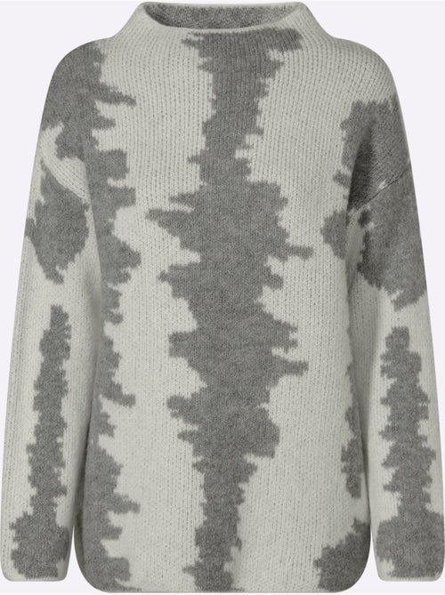 Pull à col montant motif jacquard tendance - taille standard - helline - Kiabi