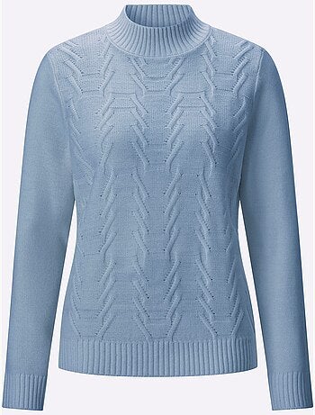 Pull à col montant motif structuré tendance - taille standard - moda vilona