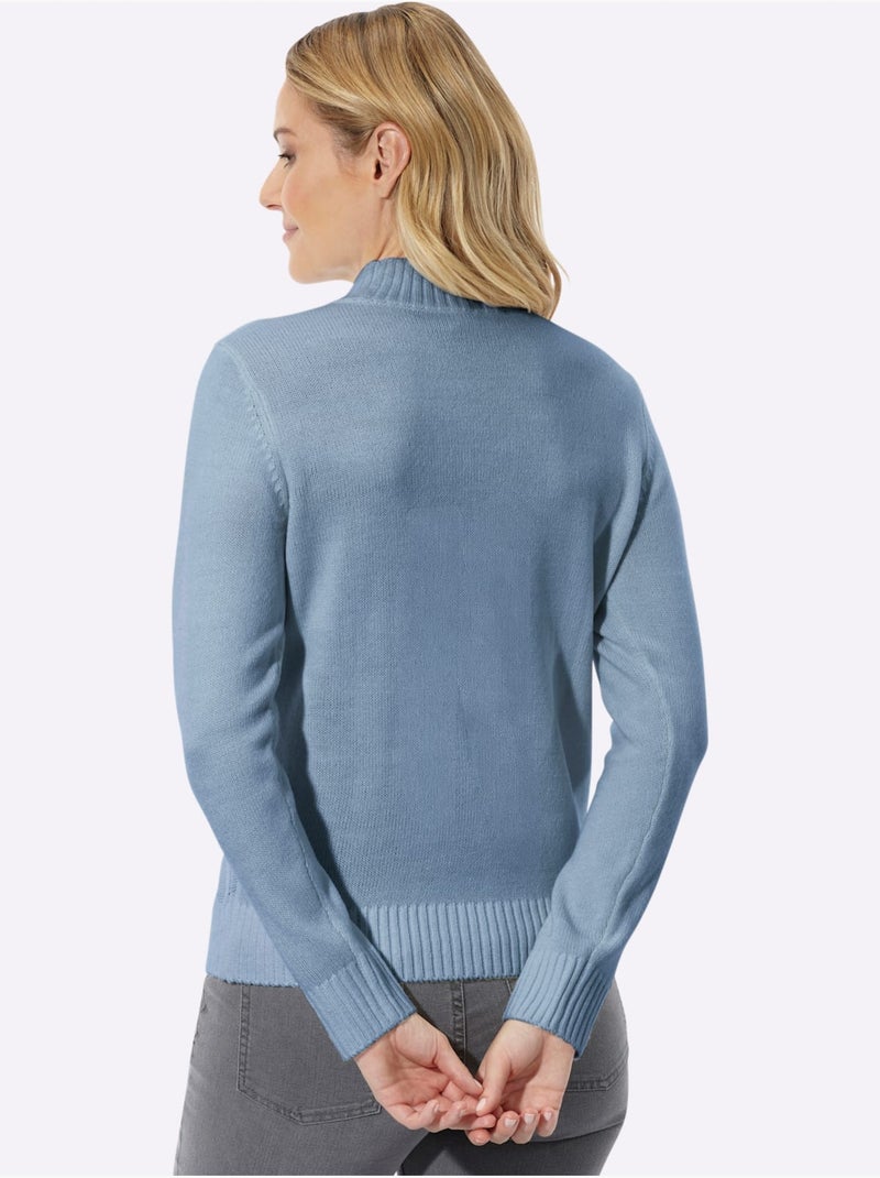 Pull à col montant motif structuré tendance - taille standard - moda vilona Bleu - Kiabi