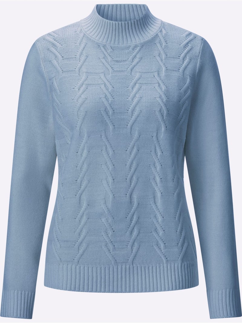 Pull à col montant motif structuré tendance - taille standard - moda vilona Bleu - Kiabi