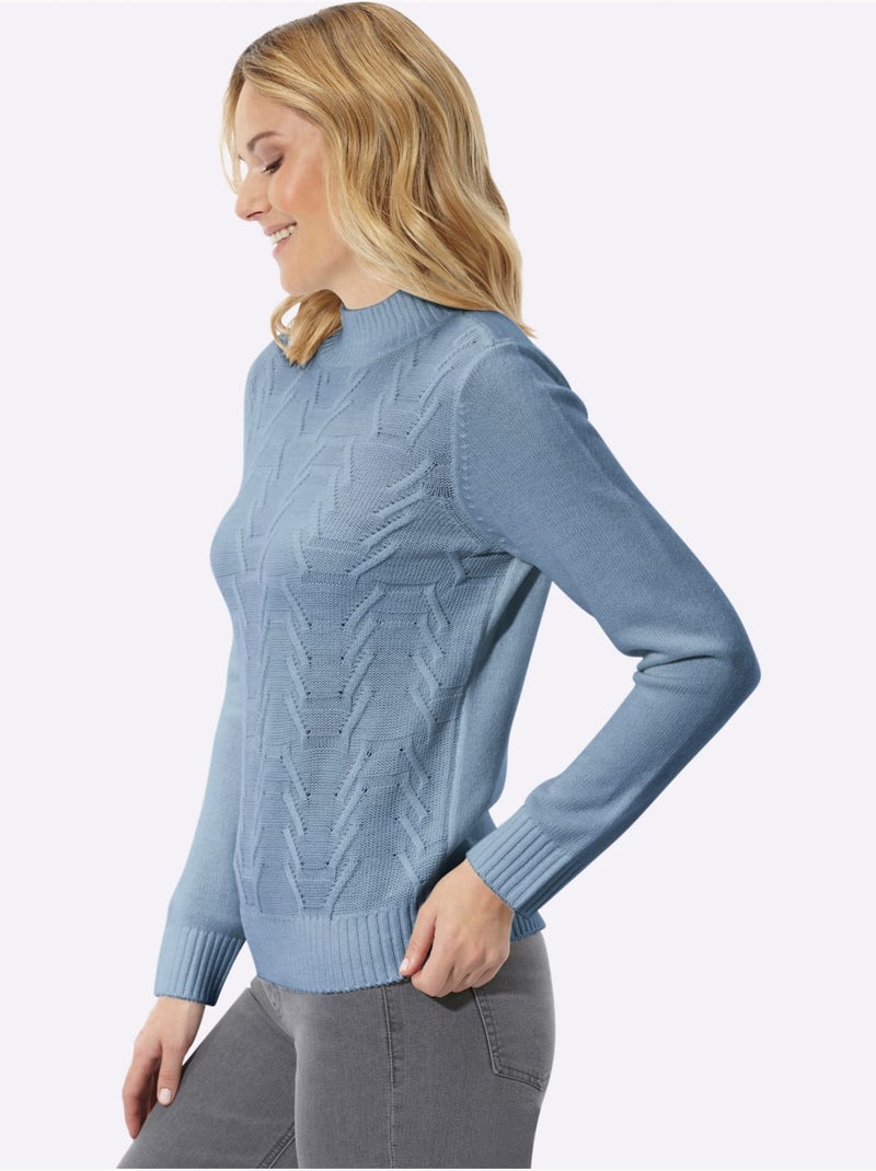 Pull à col montant motif structuré tendance - taille standard - moda vilona Bleu - Kiabi