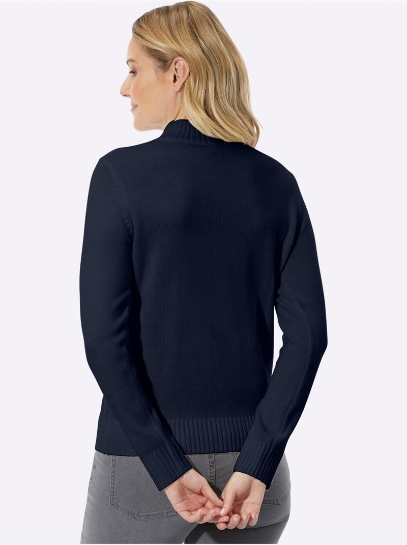 Pull à col montant motif structuré tendance - taille standard - moda vilona Bleu marine - Kiabi