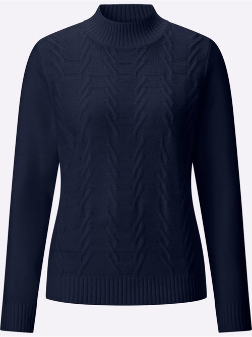 Pull à col montant motif structuré tendance - taille standard - moda vilona - Kiabi Pull à col montant motif structuré tendance - taille standard - moda vilona - Kiabi