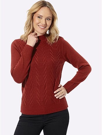 Pull à col montant motif structuré tendance - taille standard - moda vilona