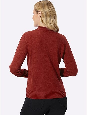 Pull à col montant motif structuré tendance - taille standard - moda vilona