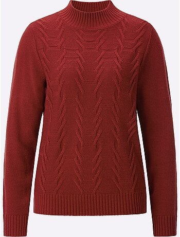 Pull à col montant motif structuré tendance - taille standard - moda vilona
