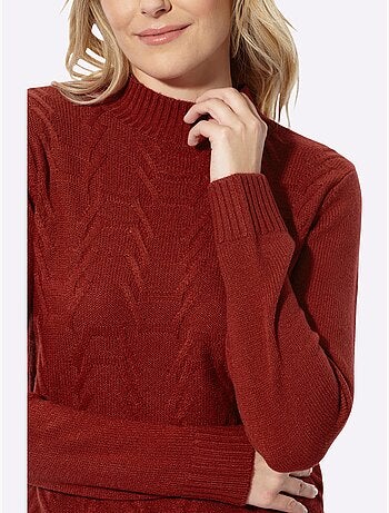 Pull à col montant motif structuré tendance - taille standard - moda vilona