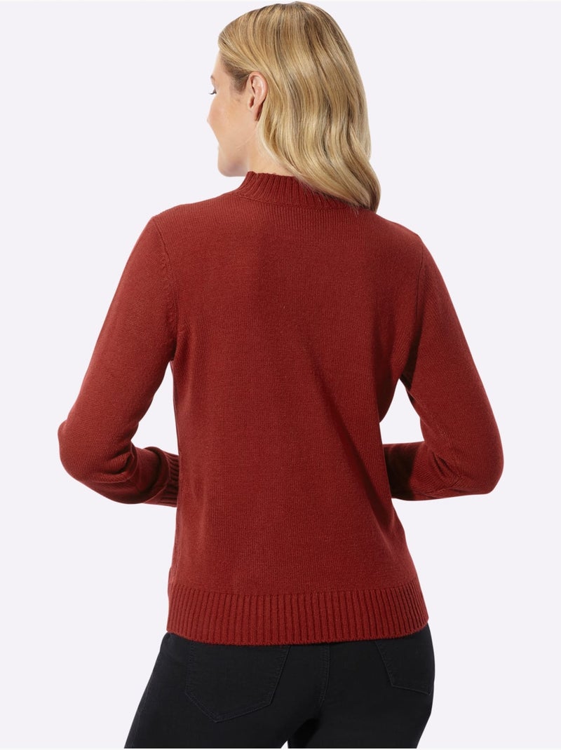 Pull à col montant motif structuré tendance - taille standard - moda vilona Cerise - Kiabi