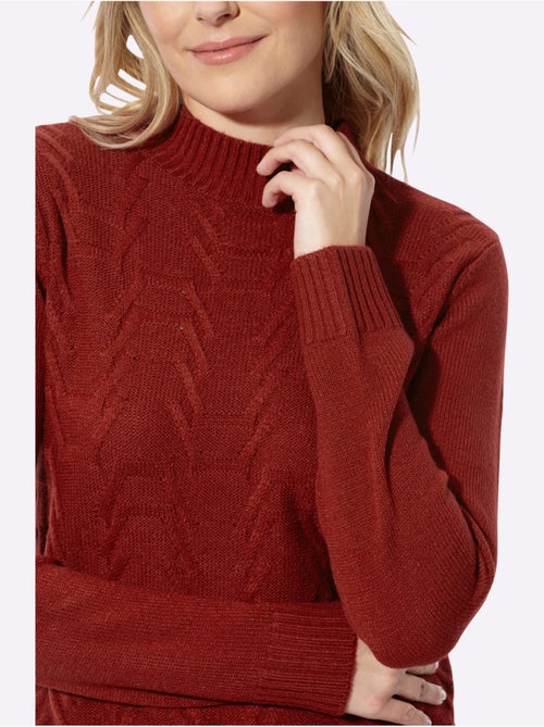 Pull à col montant motif structuré tendance - taille standard - moda vilona - Kiabi Pull à col montant motif structuré tendance - taille standard - moda vilona - Kiabi