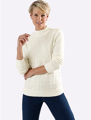 Pull à col montant motif structuré tendance - taille standard - moda vilona