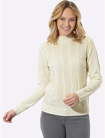 Pull à col montant motif structuré tendance - taille standard - moda vilona