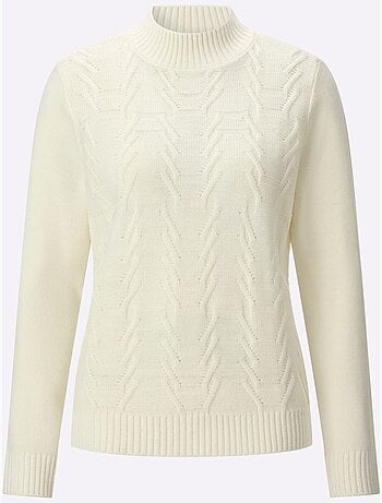 Pull à col montant motif structuré tendance - taille standard - moda vilona