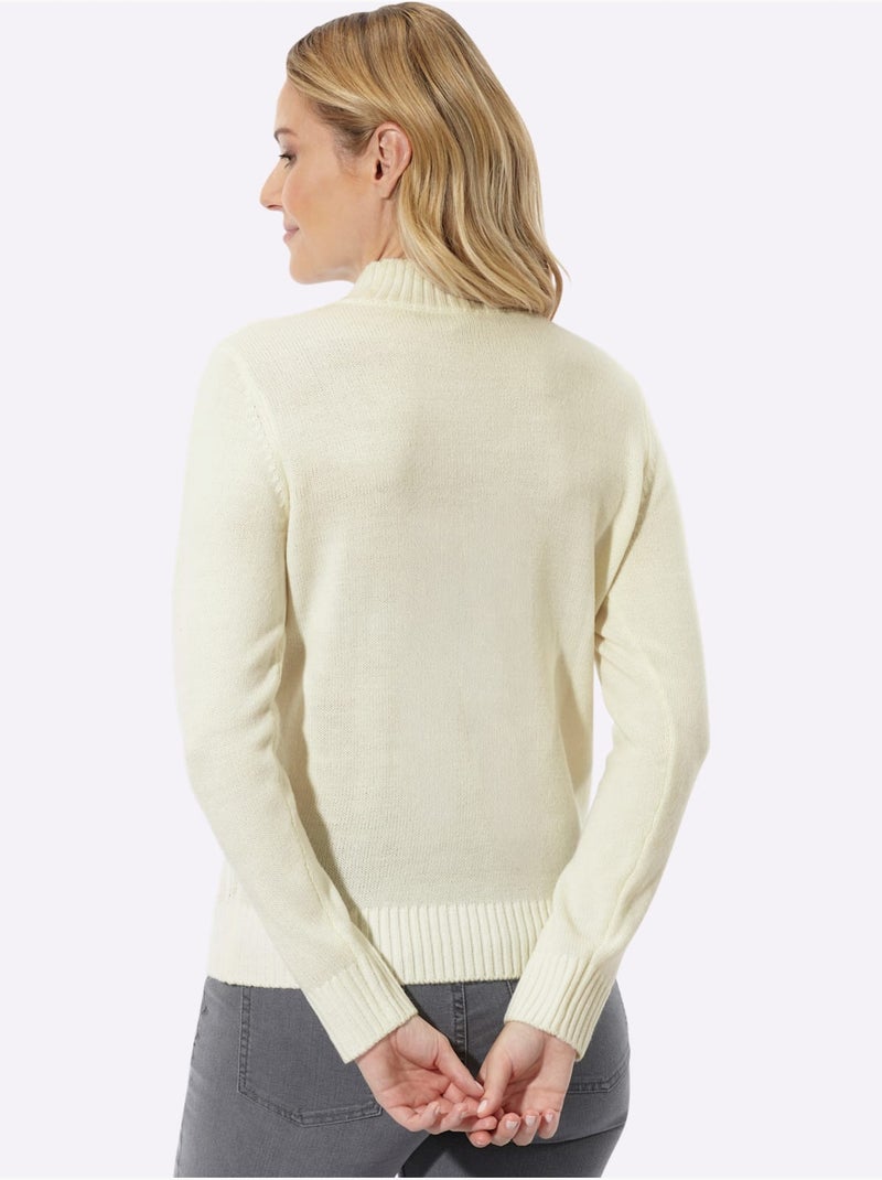Pull à col montant motif structuré tendance - taille standard - moda vilona Ecru - Kiabi