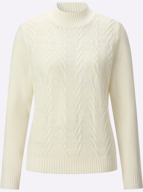 Pull à col montant motif structuré tendance - taille standard - moda vilona - Kiabi Pull à col montant motif structuré tendance - taille standard - moda vilona - Kiabi