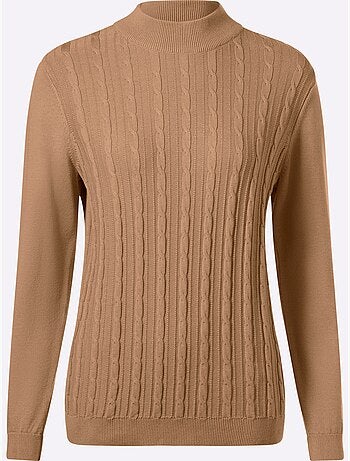 Pull à Col Montant Motif Torsadé Mode - Taille Standard - Moda Vilona