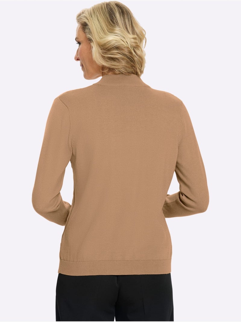 Pull à Col Montant Motif Torsadé Mode - Taille Standard - Moda Vilona Doré - Kiabi