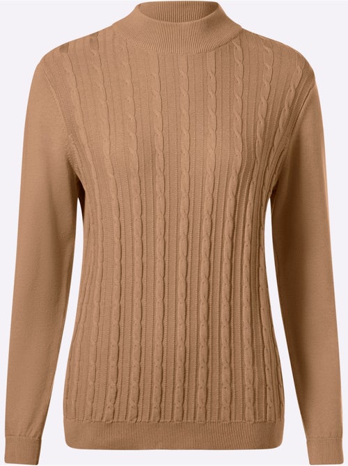 Pull à Col Montant Motif Torsadé Mode - Taille Standard - Moda Vilona - Kiabi
