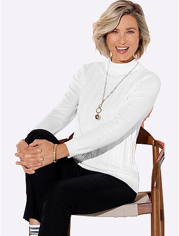 Pull à col montant motif torsadé mode - taille standard - moda vilona