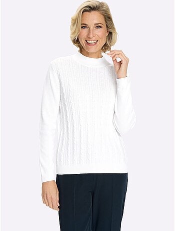 Pull à col montant motif torsadé mode - taille standard - moda vilona