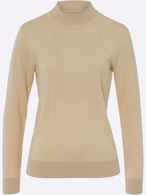 Pull à Col Montant Motif Tricoté Décoratif - Taille Standard - Moda Vilona - Kiabi