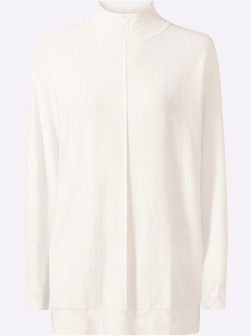 Pull à Col Montant Pur Coton - Taille Standard - Helline Ecru - Kiabi