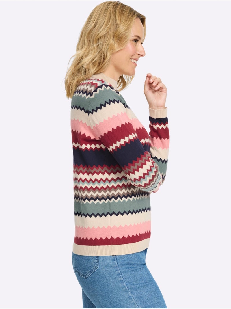 Pull à col montant pur coton - taille standard - moda vilona Vert - Kiabi