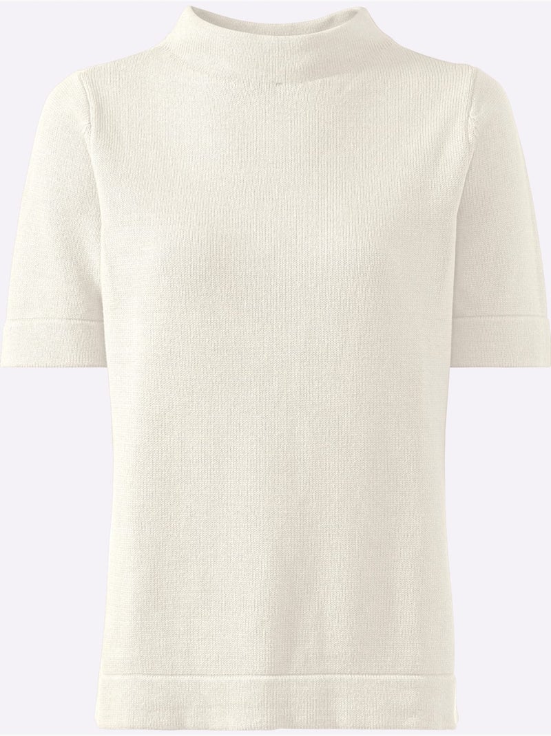 Pull à col montant pur coton - taille standard - witt Ecru - Kiabi
