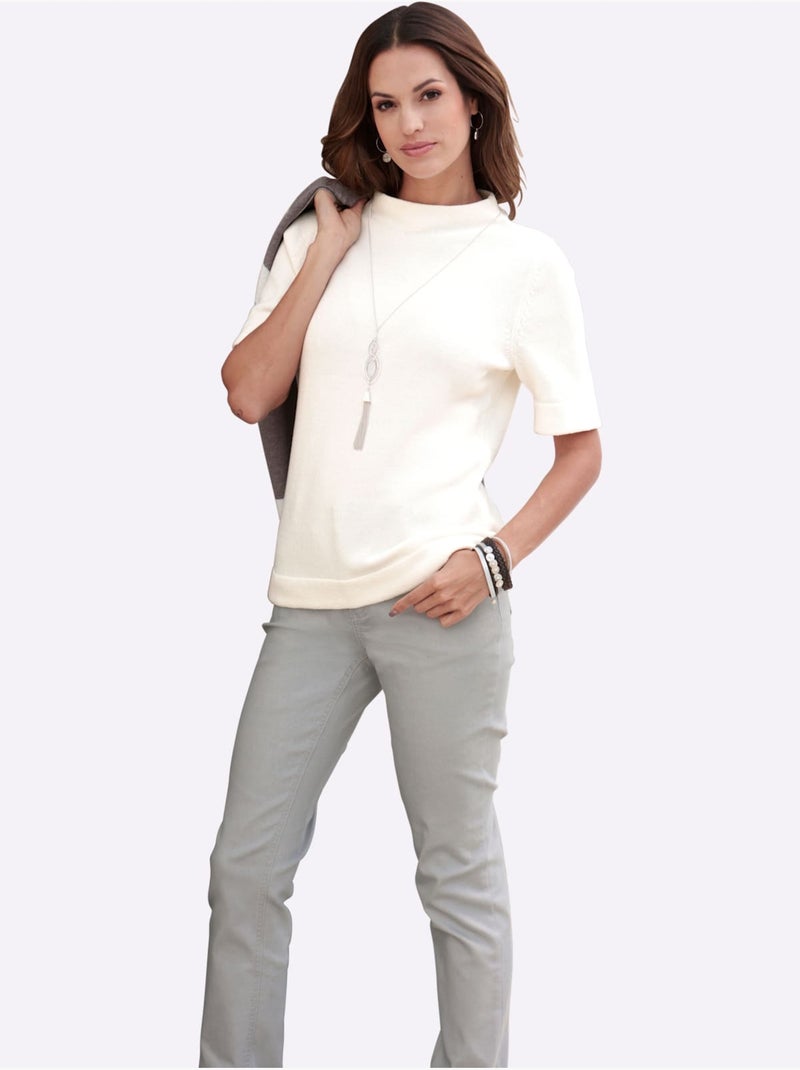 Pull à col montant pur coton - taille standard - witt Ecru - Kiabi