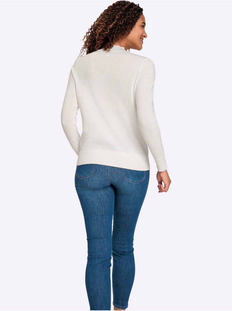 Pull à Col Montant Pur Coton - Taille Standard - Witt Ecru - Kiabi