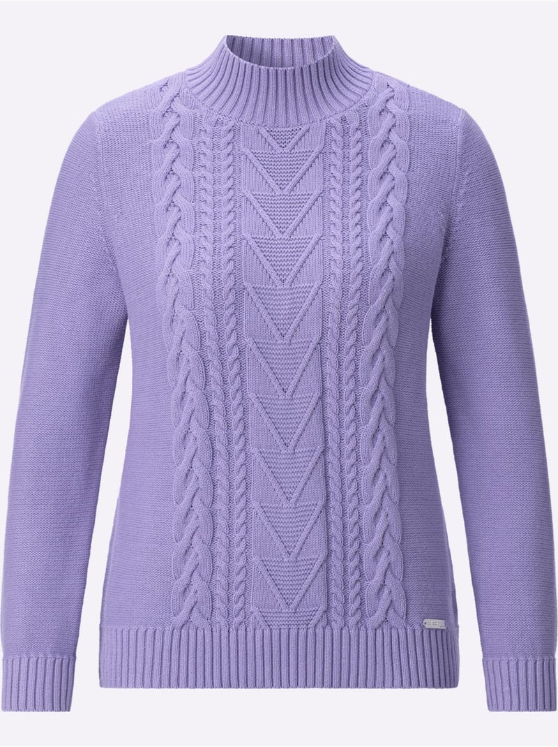 Pull à col montant pur coton - taille standard - witt Lavande - Kiabi